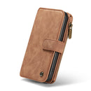 For iPhone 12 / 12 Pro CaseMe-007 Crazy Horse Texture Detachable Horizontal Flip PU Leather Case, with Card Slot & Holder & Zipper Wallet & Photo Frame(Brown)