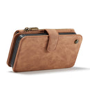 For iPhone 12 / 12 Pro CaseMe-007 Crazy Horse Texture Detachable Horizontal Flip PU Leather Case, with Card Slot & Holder & Zipper Wallet & Photo Frame(Brown)