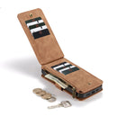 For iPhone 12 / 12 Pro CaseMe-007 Crazy Horse Texture Detachable Horizontal Flip PU Leather Case, with Card Slot & Holder & Zipper Wallet & Photo Frame(Brown)