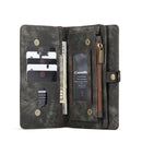 For iPhone 12 / 12 Pro CaseMe-008 Detachable Multifunctional Horizontal Flip Leather Case with Card Slot & Holder & Zipper Wallet & Photo Frame(Black)