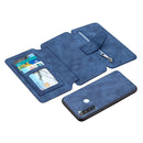 For Xiaomi Redmi Note 8 Detachable Frosted Magnetic Horizontal Flip Leather Case with Card Slots & Holder & Zipper Wallet & Photo Frame(Blue)