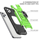 For iPhone 11 Magnetic Armor Shockproof TPU + PC Case with Metal Ring Holder(Green)