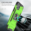 For iPhone 11 Magnetic Armor Shockproof TPU + PC Case with Metal Ring Holder(Green)