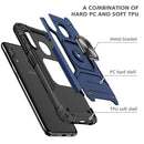 For Samsung Galaxy A20e Magnetic Armor Shockproof TPU + PC Case with Metal Ring Holder(Blue)