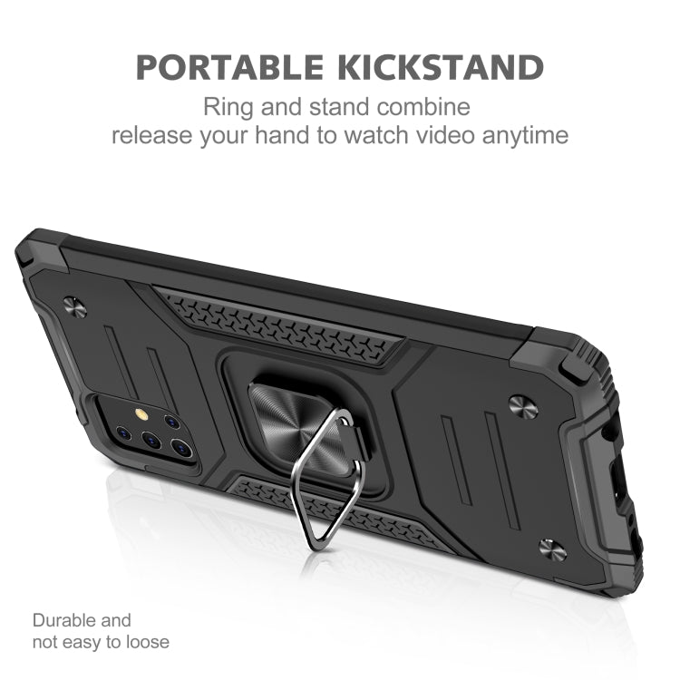For Samsung Galaxy A51 Magnetic Armor Shockproof TPU + PC Case with Metal Ring Holder(Black)