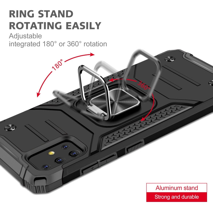 For Samsung Galaxy A51 Magnetic Armor Shockproof TPU + PC Case with Metal Ring Holder(Black)