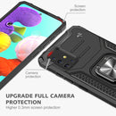 For Samsung Galaxy A51 Magnetic Armor Shockproof TPU + PC Case with Metal Ring Holder(Black)