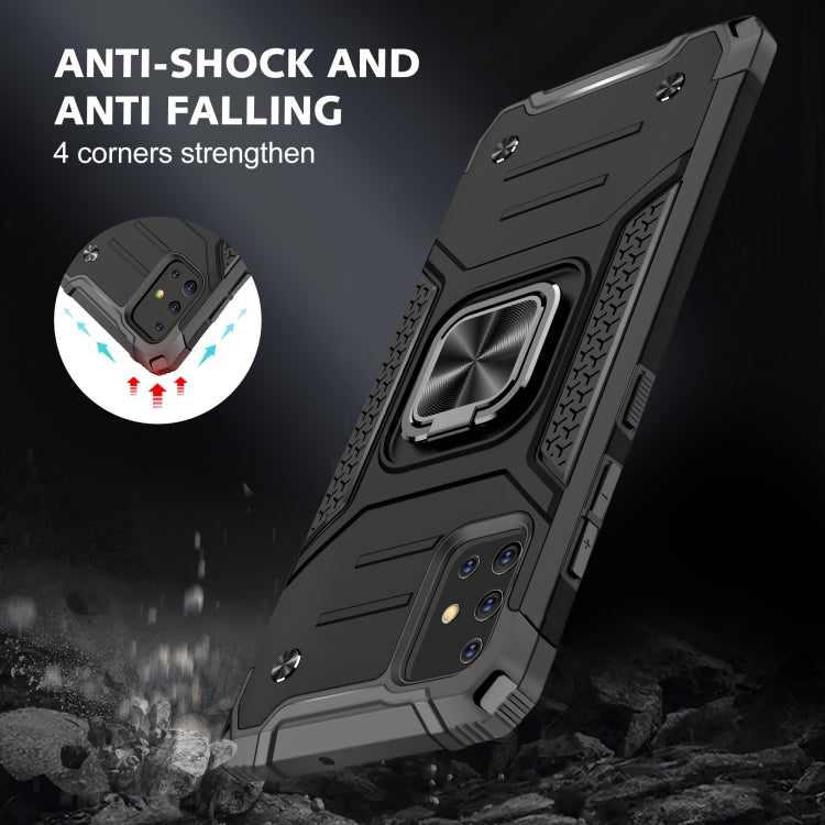 For Samsung Galaxy A51 Magnetic Armor Shockproof TPU + PC Case with Metal Ring Holder(Black)