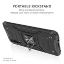 For Samsung Galaxy A70 Magnetic Armor Shockproof TPU + PC Case with Metal Ring Holder(Black)
