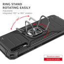 For Samsung Galaxy A70 Magnetic Armor Shockproof TPU + PC Case with Metal Ring Holder(Black)