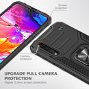 For Samsung Galaxy A70 Magnetic Armor Shockproof TPU + PC Case with Metal Ring Holder(Black)