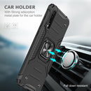 For Samsung Galaxy A70 Magnetic Armor Shockproof TPU + PC Case with Metal Ring Holder(Black)