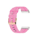 For Fitbit Versa 3 / Fitbit Sense Nylon Canvas Strip Texture Watch Band, Size: Free Size(Pink)