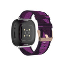 For Fitbit Versa 3 / Fitbit Sense Nylon Canvas Strip Texture Watch Band, Size: Free Size(Purple)