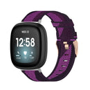 For Fitbit Versa 3 / Fitbit Sense Nylon Canvas Strip Texture Watch Band, Size: Free Size(Purple)