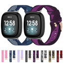 For Fitbit Versa 3 / Fitbit Sense Nylon Canvas Strip Texture Watch Band, Size: Free Size(Pink)