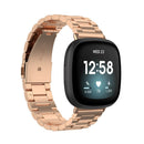 For Fitbit Versa 3 / Fitbit Sense 3-Beads Stainless Steel Watch Band with Disassembly Tools(Rose Gold)