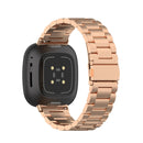 For Fitbit Versa 3 / Fitbit Sense 3-Beads Stainless Steel Watch Band with Disassembly Tools(Rose Gold)