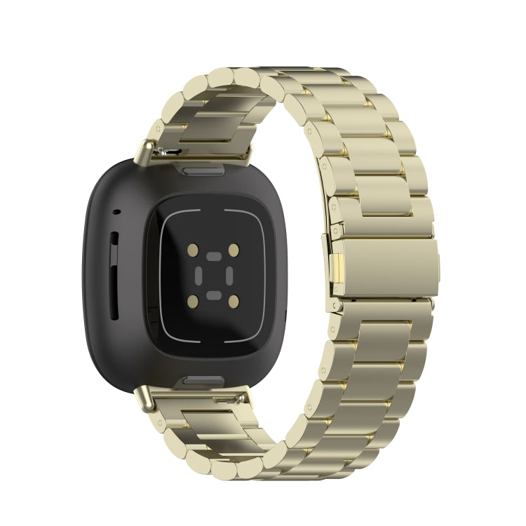 For Fitbit Versa 3 / Fitbit Sense 3-Beads Stainless Steel Watch Band with Disassembly Tools(Official Gold)