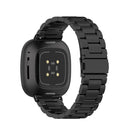 For Fitbit Versa 3 / Fitbit Sense 3-Beads Stainless Steel Watch Band with Disassembly Tools(Black)