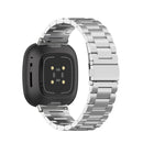 For Fitbit Versa 3 / Fitbit Sense 3-Beads Stainless Steel Watch Band with Disassembly Tools(Silver)