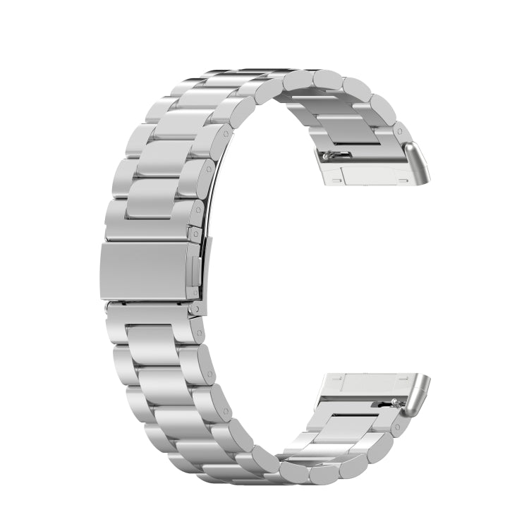 For Fitbit Versa 3 / Fitbit Sense 3-Beads Stainless Steel Watch Band with Disassembly Tools(Silver)