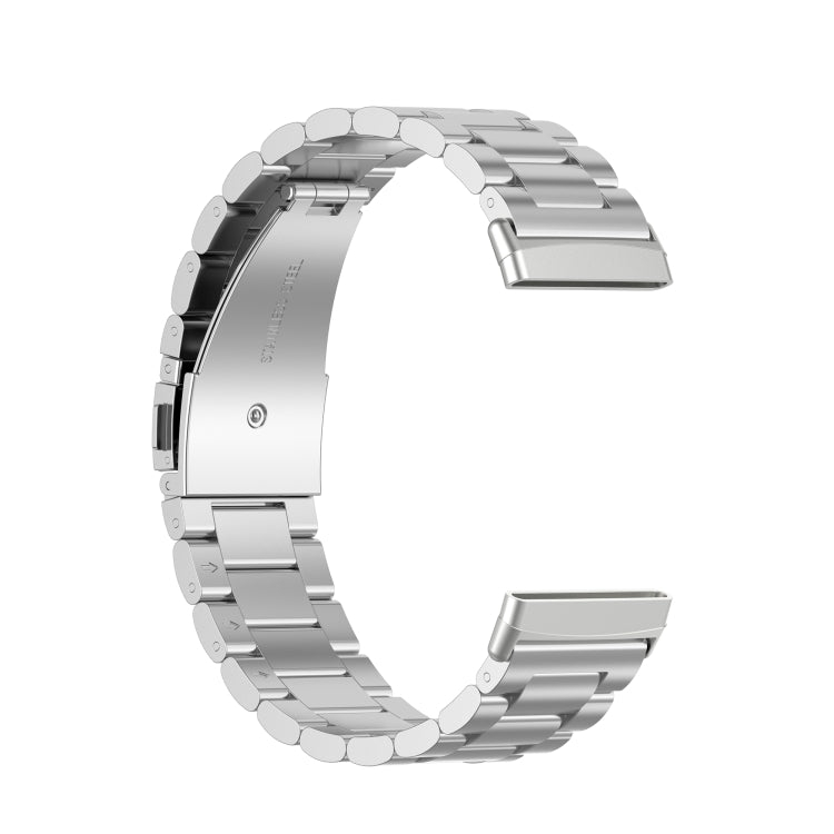 For Fitbit Versa 3 / Fitbit Sense 3-Beads Stainless Steel Watch Band with Disassembly Tools(Silver)