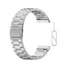 For Fitbit Versa 3 / Fitbit Sense 3-Beads Stainless Steel Watch Band with Disassembly Tools(Silver)