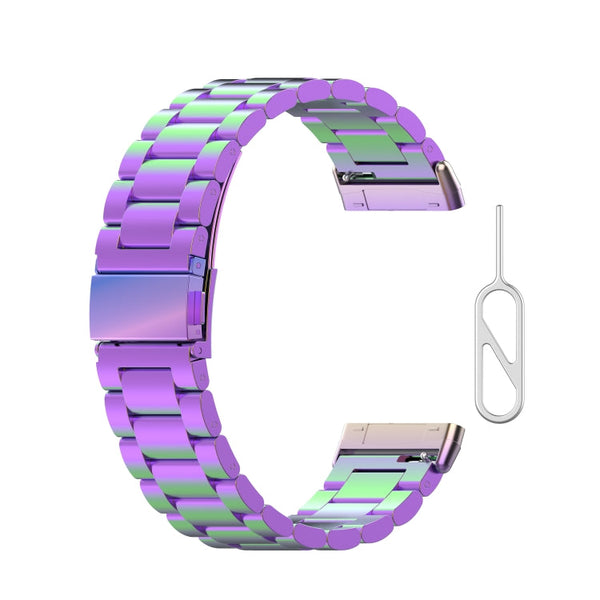 For Fitbit Versa 3 / Fitbit Sense 3-Beads Stainless Steel Watch Band with Disassembly Tools(Colorful)