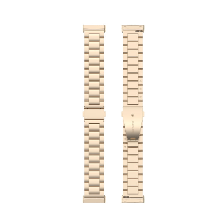 For Fitbit Versa 3 / Fitbit Sense 3-Beads Stainless Steel Watch Band with Disassembly Tools(Champagne Gold)