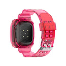For Fitbit Versa 3 / Fitbit Sense Transparent One-piece TPU Watch Band, Size: Free Size(Rose Red)