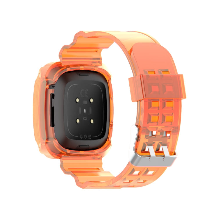 For Fitbit Versa 3 / Fitbit Sense Transparent One-piece TPU Watch Band, Size: Free Size(Orange)