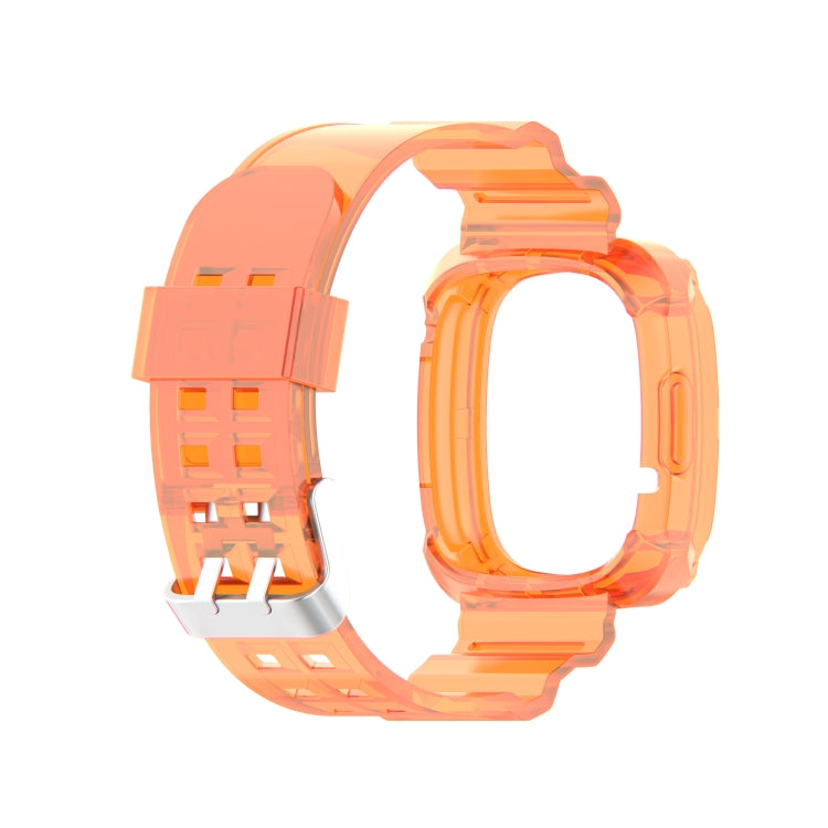 For Fitbit Versa 3 / Fitbit Sense Transparent One-piece TPU Watch Band, Size: Free Size(Orange)
