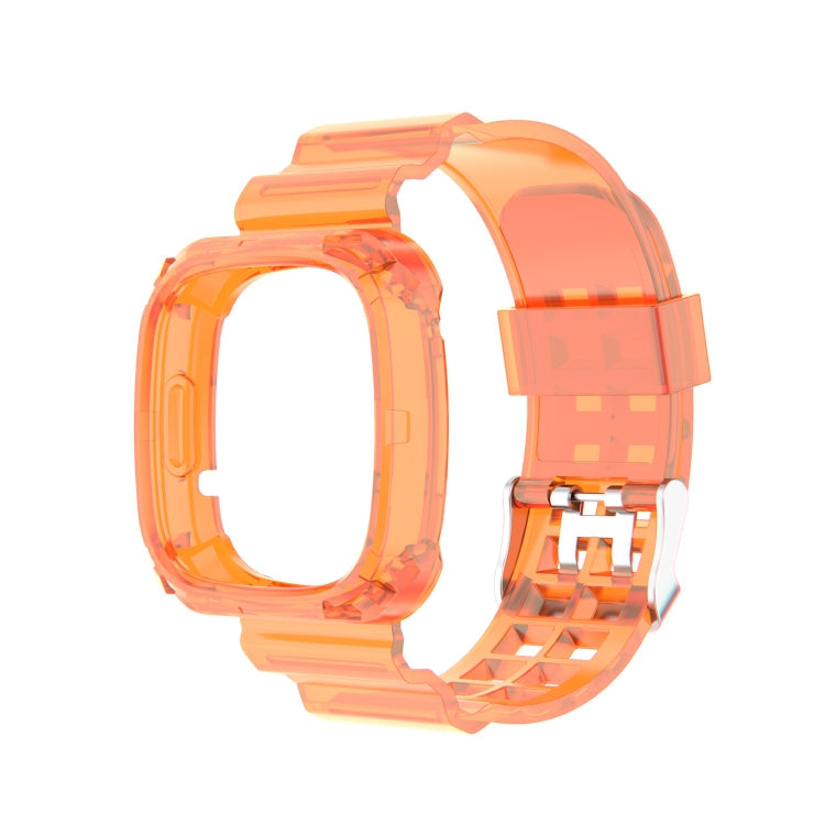 For Fitbit Versa 3 / Fitbit Sense Transparent One-piece TPU Watch Band, Size: Free Size(Orange)
