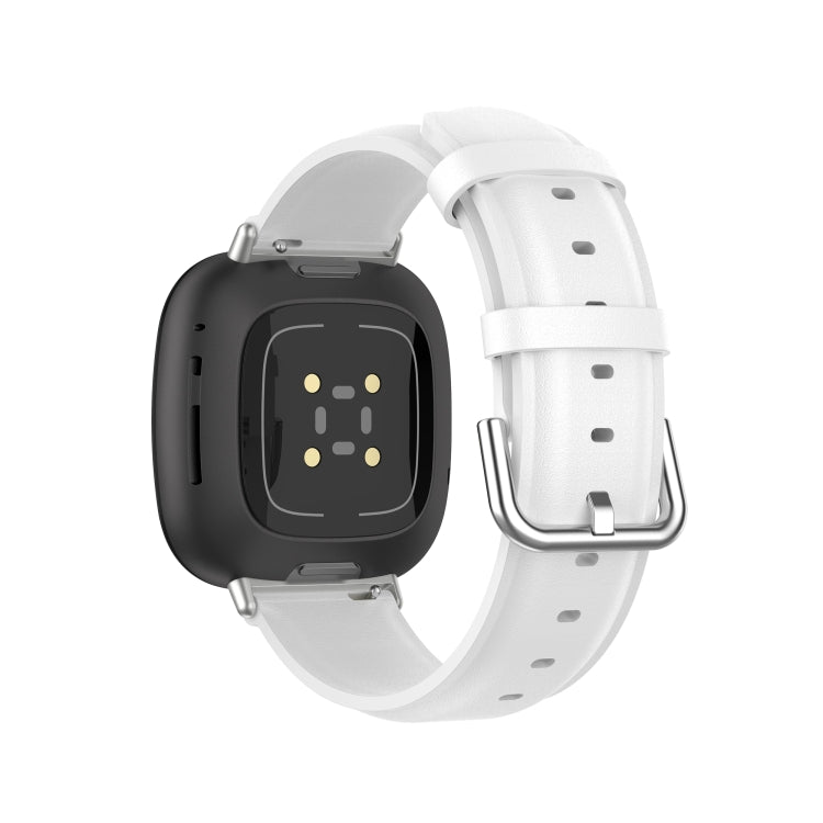 For Fitbit Versa 3 / Fitbit Sense Round Tail Leather Watch Band, Size: Free Size(White)