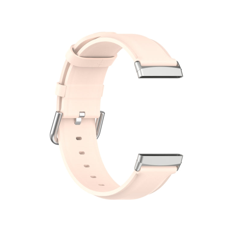 For Fitbit Versa 3 / Fitbit Sense Round Tail Leather Watch Band, Size: Free Size(Light Pink)