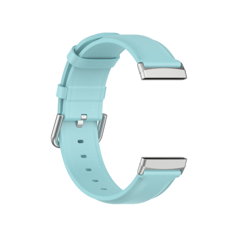 For Fitbit Versa 3 / Fitbit Sense Round Tail Leather Watch Band, Size: Free Size(Light Blue)