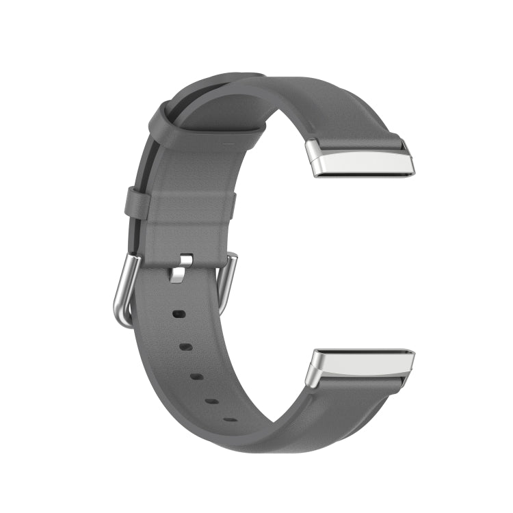 For Fitbit Versa 3 / Fitbit Sense Round Tail Leather Watch Band, Size: Free Size(Gray)