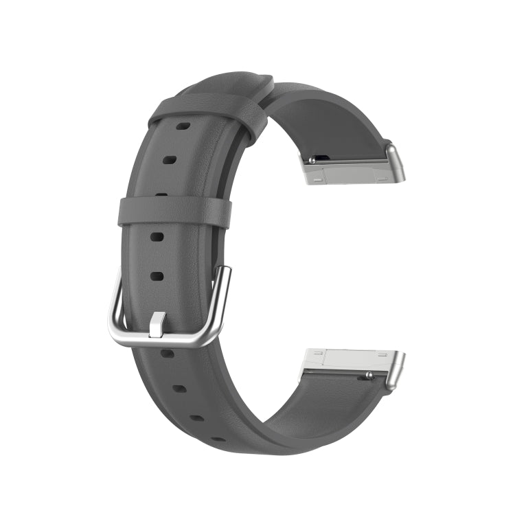 For Fitbit Versa 3 / Fitbit Sense Round Tail Leather Watch Band, Size: Free Size(Gray)