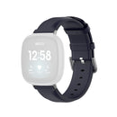 For Fitbit Versa 3 / Fitbit Sense Round Tail Leather Watch Band, Size: Free Size(Navy Blue)