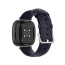 For Fitbit Versa 3 / Fitbit Sense Round Tail Leather Watch Band, Size: Free Size(Navy Blue)