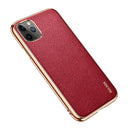 For iPhone 11 Pro Max SULADA Litchi Texture Leather Electroplated Shckproof Protective Case(Red)