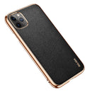 For iPhone 11 Pro Max SULADA Litchi Texture Leather Electroplated Shckproof Protective Case(Black)