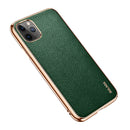 For iPhone 11 Pro Max SULADA Litchi Texture Leather Electroplated Shckproof Protective Case(Green)