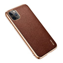 For iPhone 11 Pro Max SULADA Litchi Texture Leather Electroplated Shckproof Protective Case(Brown)