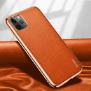 For iPhone 11 Pro Max SULADA Litchi Texture Leather Electroplated Shckproof Protective Case(Orange)