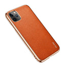 For iPhone 11 Pro Max SULADA Litchi Texture Leather Electroplated Shckproof Protective Case(Orange)