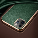 For iPhone 11 Pro Max SULADA Litchi Texture Leather Electroplated Shckproof Protective Case(Black)