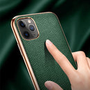 For iPhone 11 Pro Max SULADA Litchi Texture Leather Electroplated Shckproof Protective Case(Black)