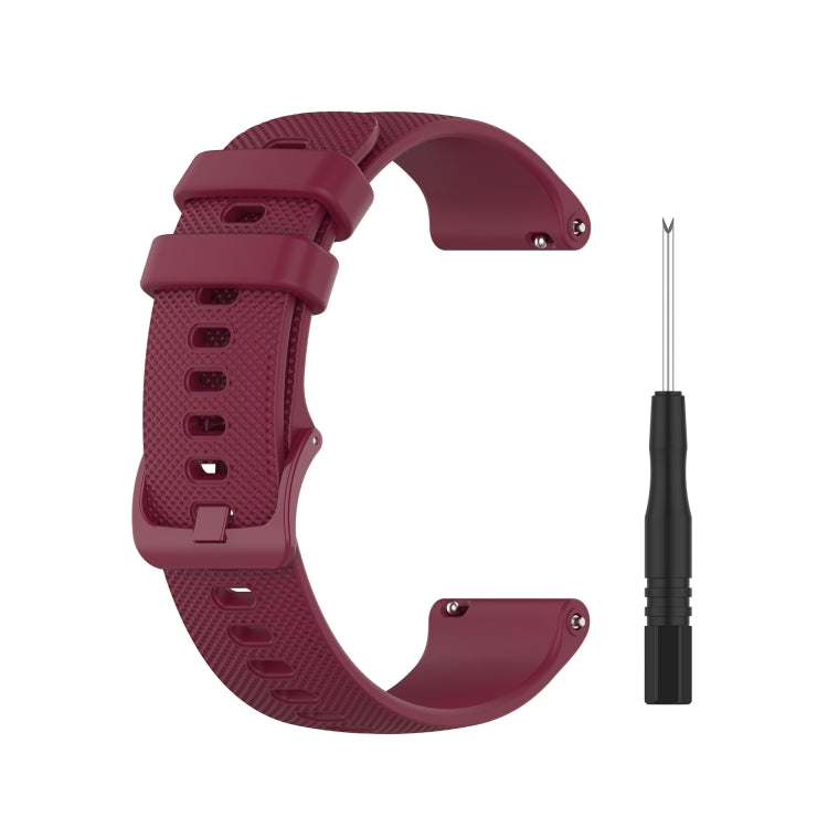 For Garmin Forerunner 745 Small Grid Quick Release Watch Band with Screwdriver, Size: Free Size 22mm(Red Wine)